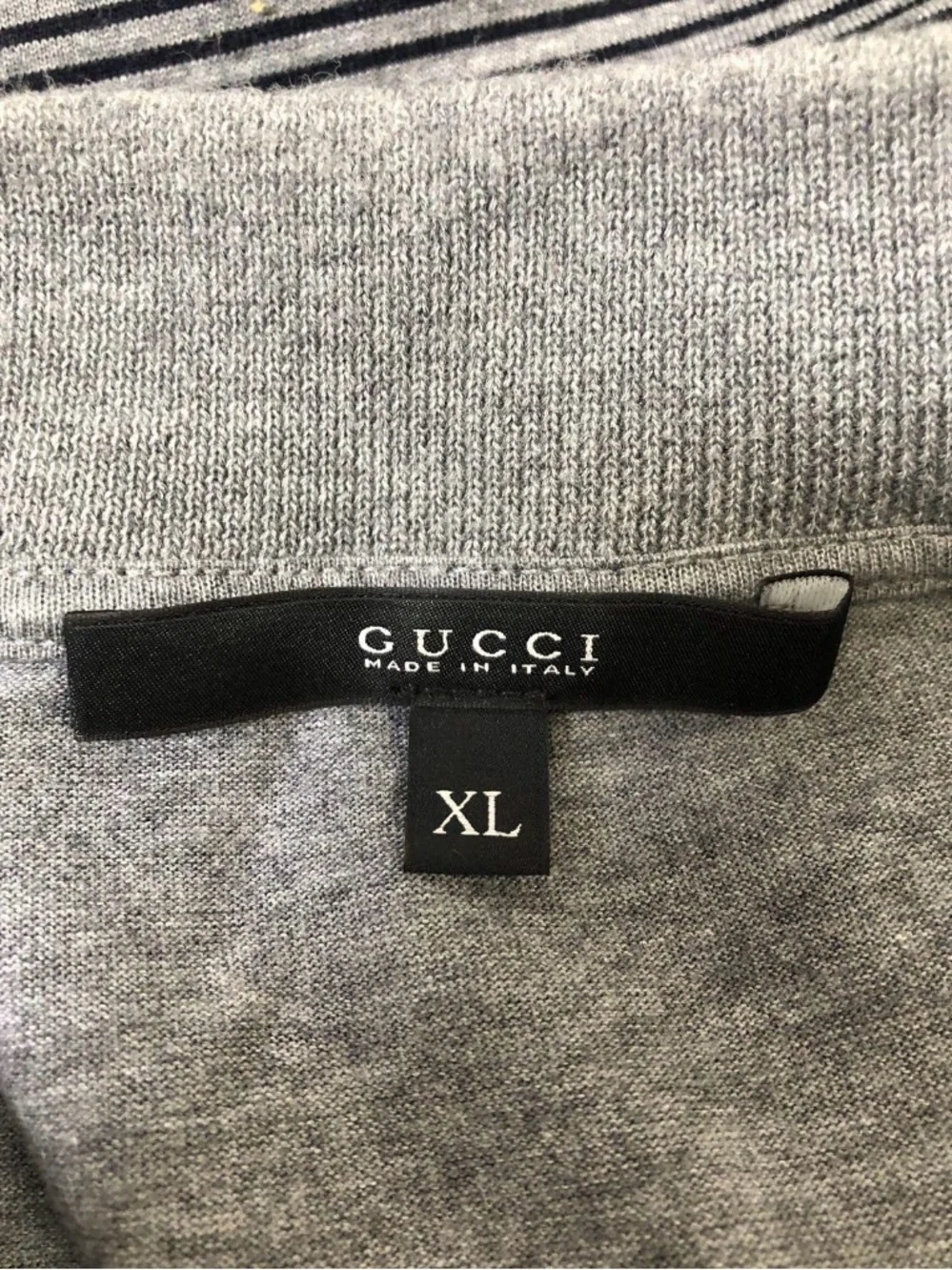 Gucci Gray Polo with Red Stripe Detailing
